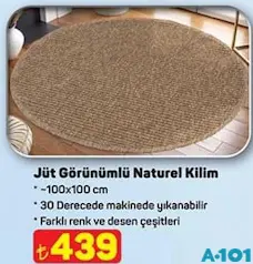 JÜT GÖRÜNÜMÜ NATUREL KİLİM 100X100 CM indirimli fiyat JÜT GÖRÜNÜMÜ NATUREL KİLİM 100X100 CM fiyat ve kampanya bilgisi